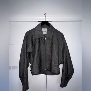 COS PINSTRIPE BOMBER JACKET